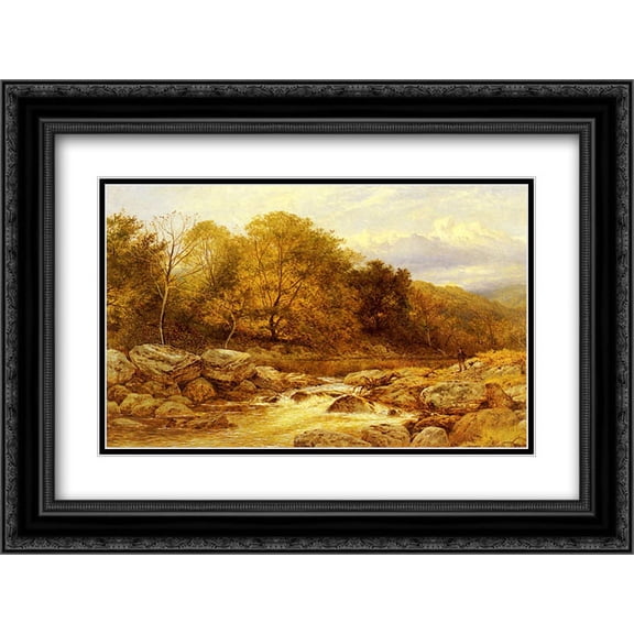 Benjamin Williams Leader 2x Matted 24x18 Black Ornate Framed Art Print 'On The Llugwy, North Wales'