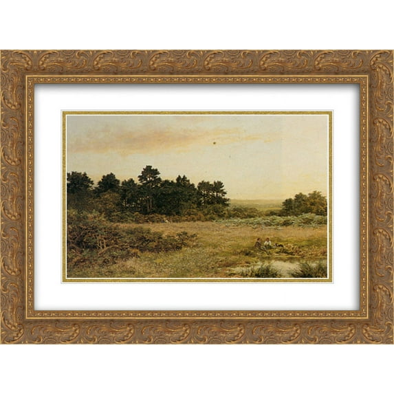 Benjamin Williams Leader 2x Matted 24x18 Gold Ornate Framed Art Print 'A Surrey Common Near Gornshall'