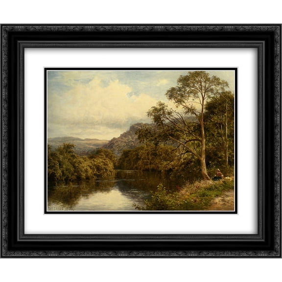 Benjamin Williams Leader 2x Matted 24x20 Black Ornate Framed Art Print 'On The River Conway'