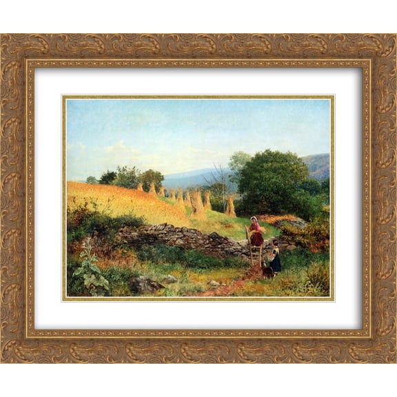 Benjamin Williams Leader 2x Matted 24x20 Gold Ornate Framed Art Print 'A Welsh Cornfield'