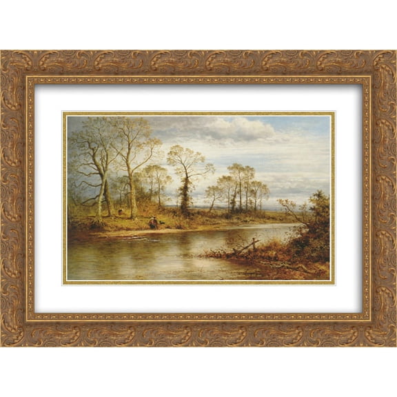 Benjamin Williams Leader 2x Matted 24x20 Gold Ornate Framed Art Print 'An English River'