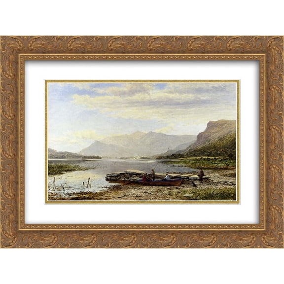 Benjamin Williams Leader 2x Matted 24x20 Gold Ornate Framed Art Print 'Derwentwater From Ladore: Morning, With Skiddaw In The Distance'
