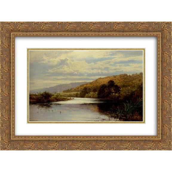 Benjamin Williams Leader 2x Matted 24x20 Gold Ornate Framed Art Print 'On the Thames'