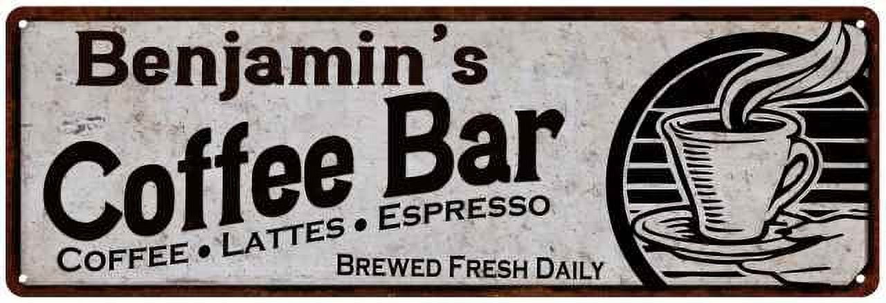 Benjamin's Coffee Bar Sign Kitchen Decor 6x18 206180007271 - Walmart.com