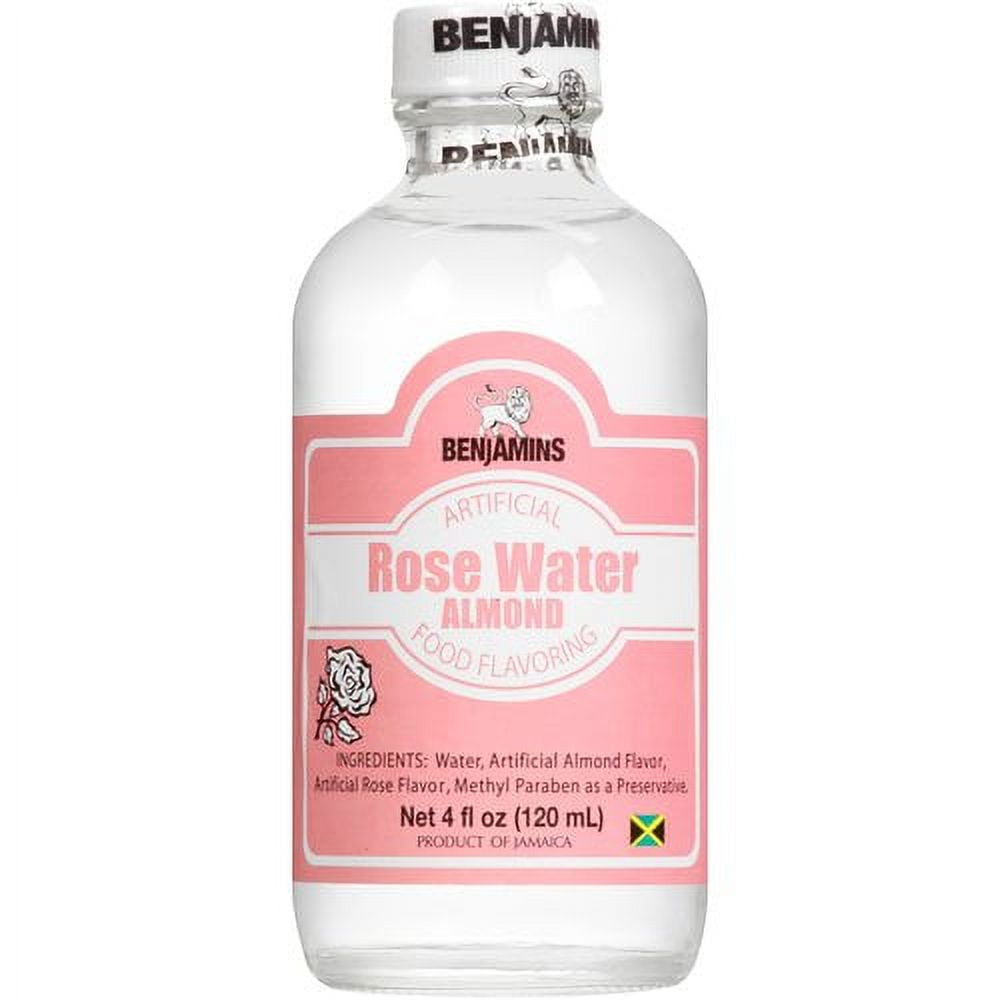 Benjamins Artificial Rose Water Almond Food Flavoring, 4 fl oz