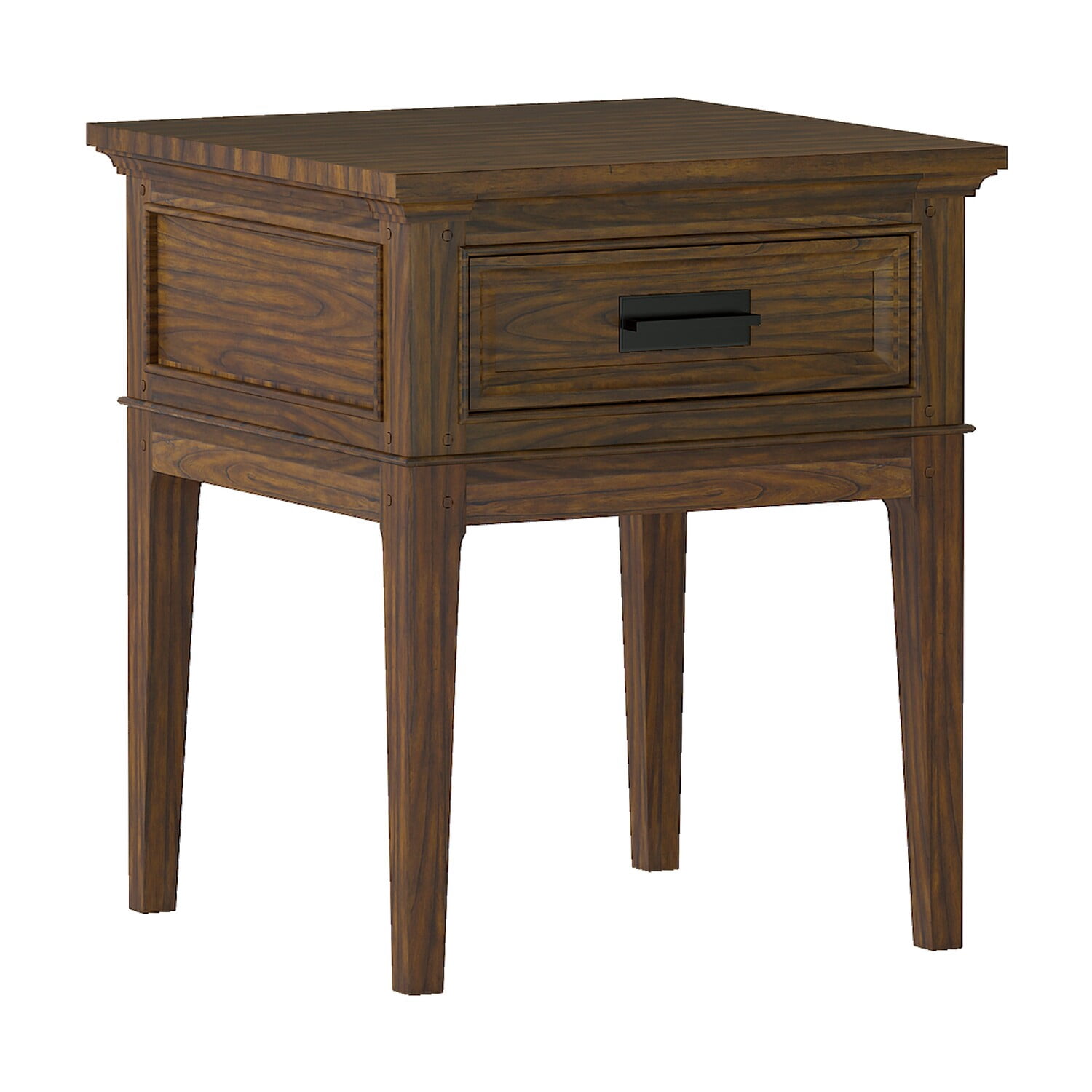 Benjara 1 Drawer Wooden End Table with Horizontal Metal Pull and ...
