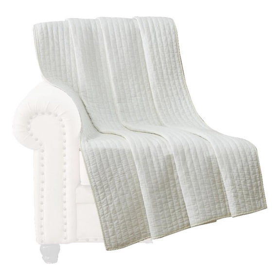 Benjara Xumi 50 x 60" Quilted Throw Blanket- Channel Quilting- Antique White