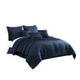 thumbnail image 1 of 10 Piece King Polyester Comforter Set with Geometric Oblong Print, Dark Blue- Saltoro Sherpi, 1 of 3