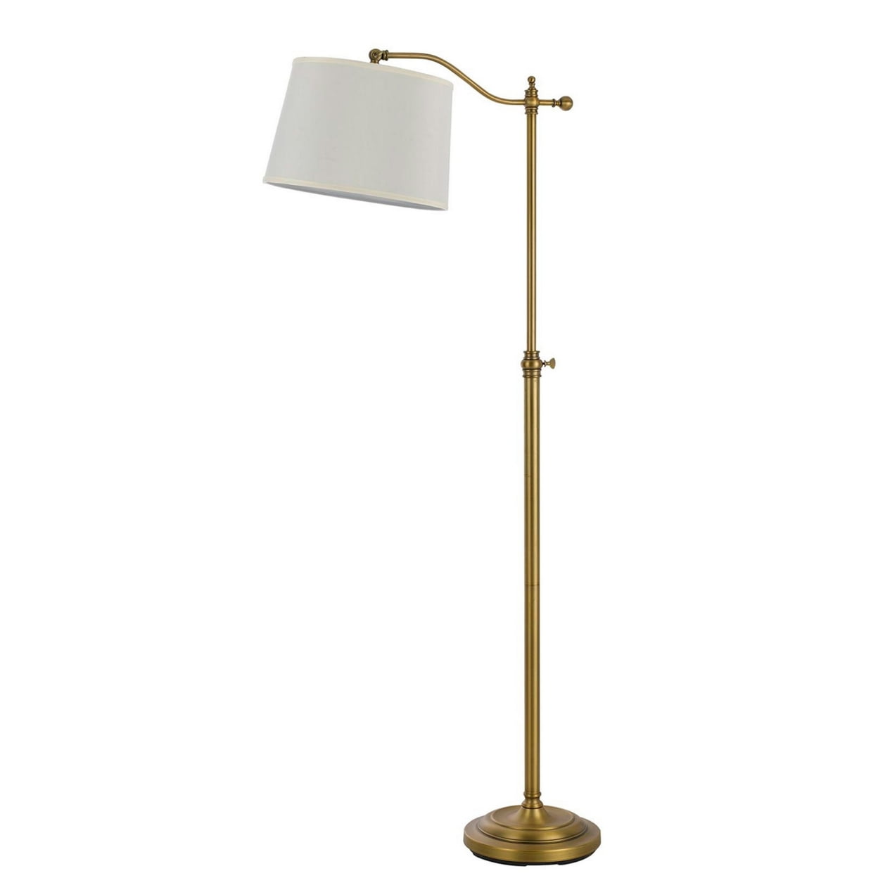 Gold Adjustable Metal Floor Lamp with Fabric Drum Shade