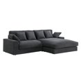 thumbnail image 1 of Benjara Sty 105 Inch Reversible Sectional Sofa Chaise, Gray Corduroy, Solid Wood, 1 of 5
