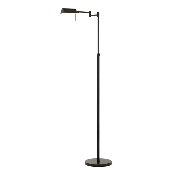 10W LED Adjustable Metal Floor Lamp with Swing Arm, Black- Saltoro Sherpi