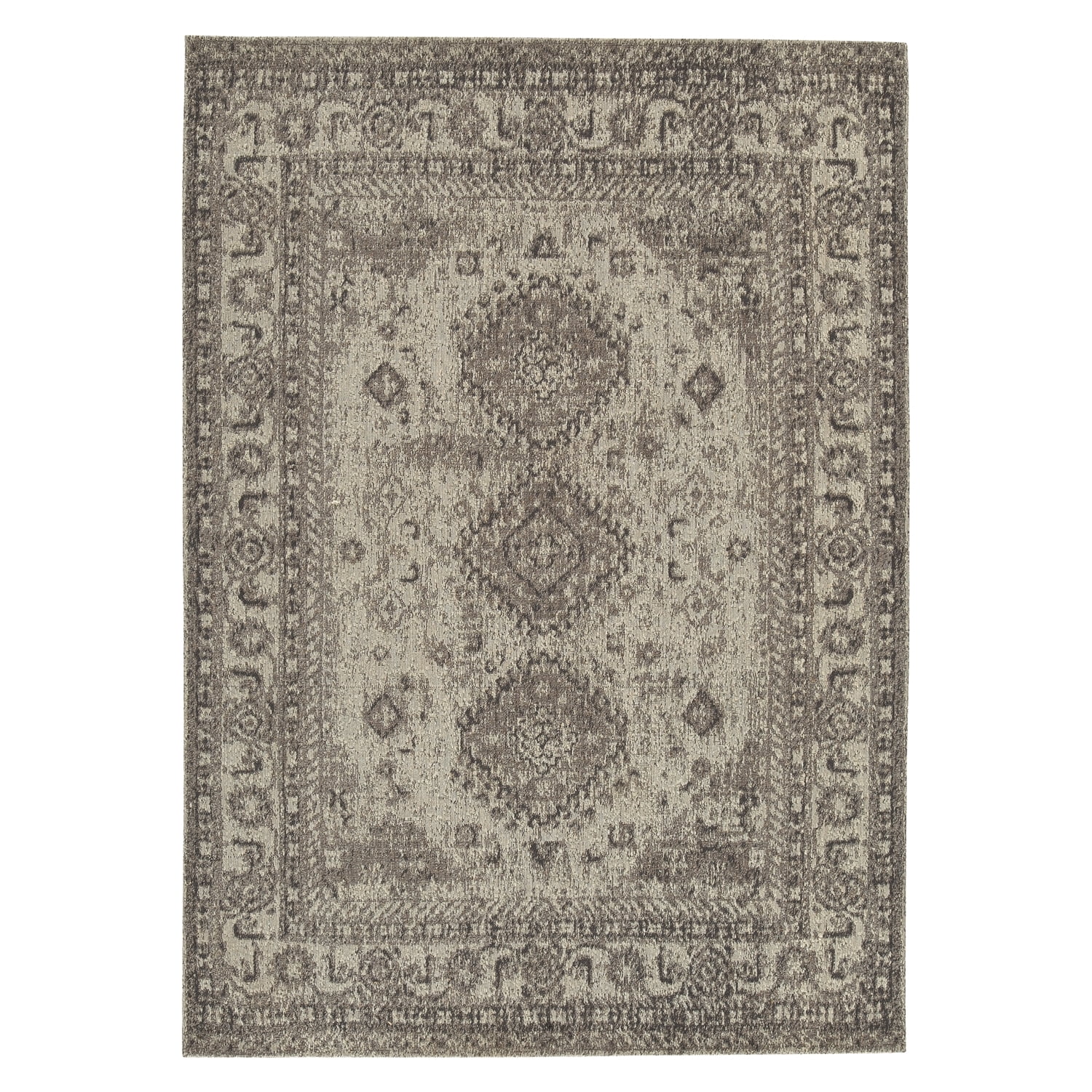 Benjara 120 x 96 Woolen Rug with Medallion Print, Large, Gray - Walmart.com