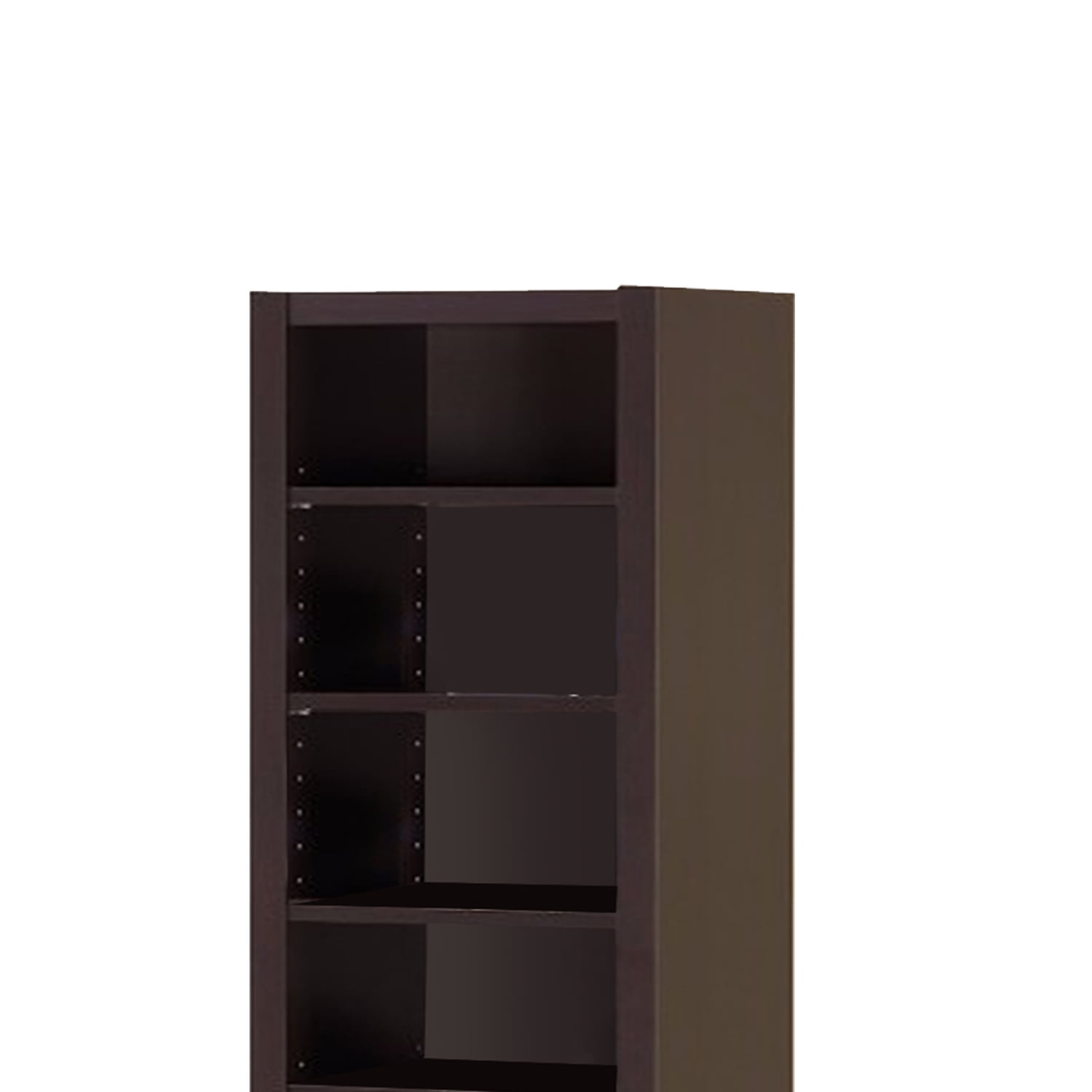 Tall Dark Brown Wood Corner Bookcase with 9 Shelves