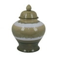 thumbnail image 1 of Benjara BM312719 15 in. Ceramic Home Decor Temple Jar with Lid Earth Toned, Brown & White, 1 of 5