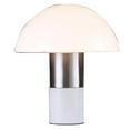 thumbnail image 1 of Benjara Lumina 15 Inch Table Lamp, Dome Shaped Shade, Slender Metal Stem, Nickel, 1 of 5