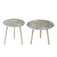 thumbnail image 1 of Benjara Byle 16- 20" Side Table Set of 2- Floral Design- Cherry Blossom- Blue, 1 of 6