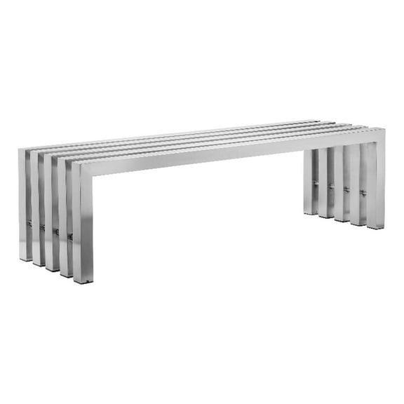 Benjara Namo 58" Accent Bench- Sleek Modern Design- Rectangular- Chrome Metal