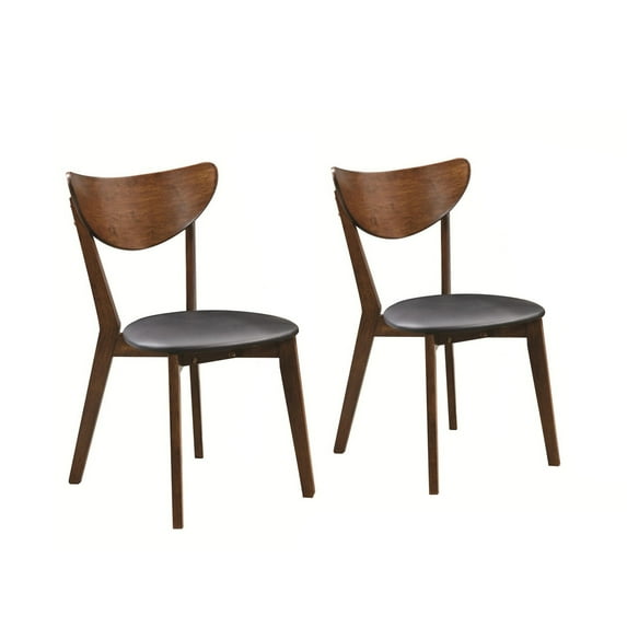 Benjara 17.75" Contemporary Wood Dining Side Chairs in Brown/Black (Set of 2)