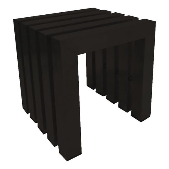 Benjara Namo 17" Accent Stool- Modern Slatted Design- Rectangular- Black Steel