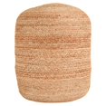 thumbnail image 1 of Benjara 18 Inch Round Accent Pouf, Soft Braided Jute Design, Natural Cream Orange, 1 of 5