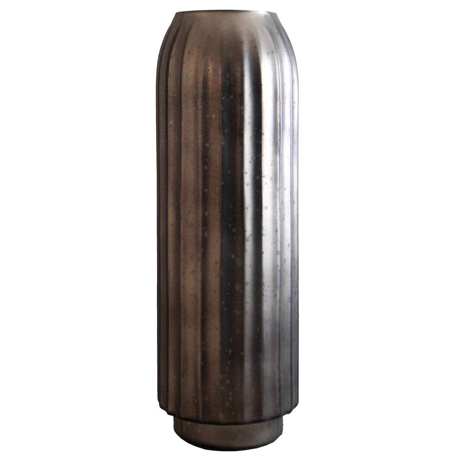 Benjara Cali 18 Inch Flower Vase, Round Base, Ribbed Fluted Brown ...