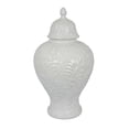 thumbnail image 1 of Deni 18 Inch Temple Jar, Embossed Design, Removable Lid, White Finish, 1 of 5