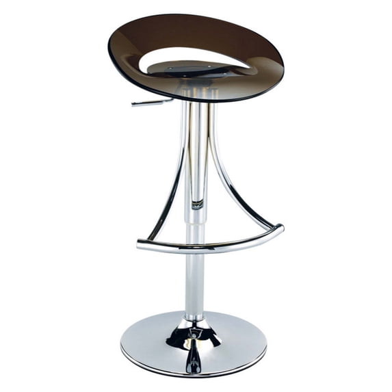 Benjara Vera 19-29 Inch Counter Height Stool, Round Swivel, Adjustable, Chrome Gray