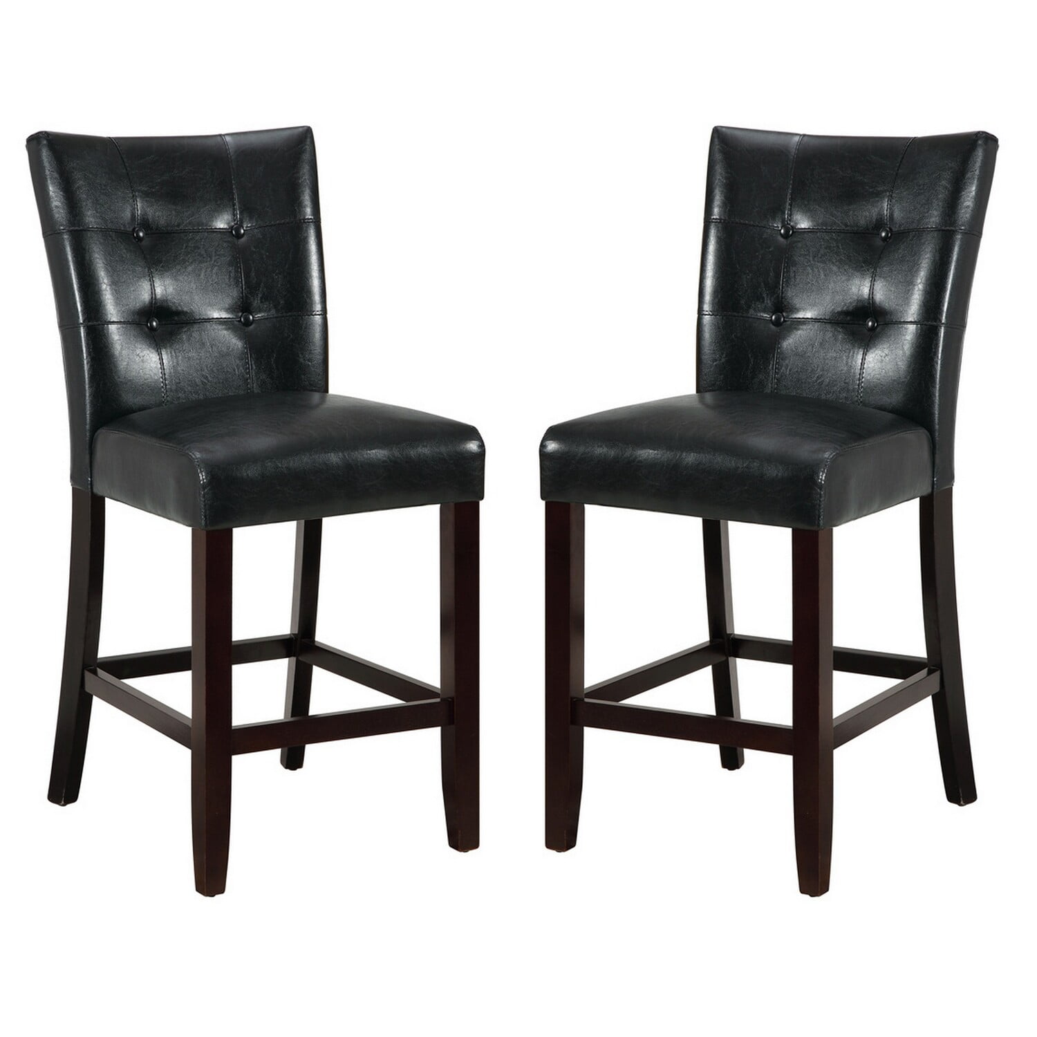 Wood & Polyurethane High Chair, Black & Brown, Set of 2