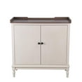 thumbnail image 1 of Benjara 2 Door Wooden Cabinet with Tray Top and Turned Legs, White, 1 of 5