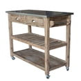 thumbnail image 1 of Benjara 2 Drawers Wooden Frame Kitchen Cart with Metal Top and Casters, Brown and Gray, 1 of 12