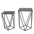 thumbnail image 1 of Benjara 2 Piece Accent Table with Open Geometric Base, Black, 1 of 5