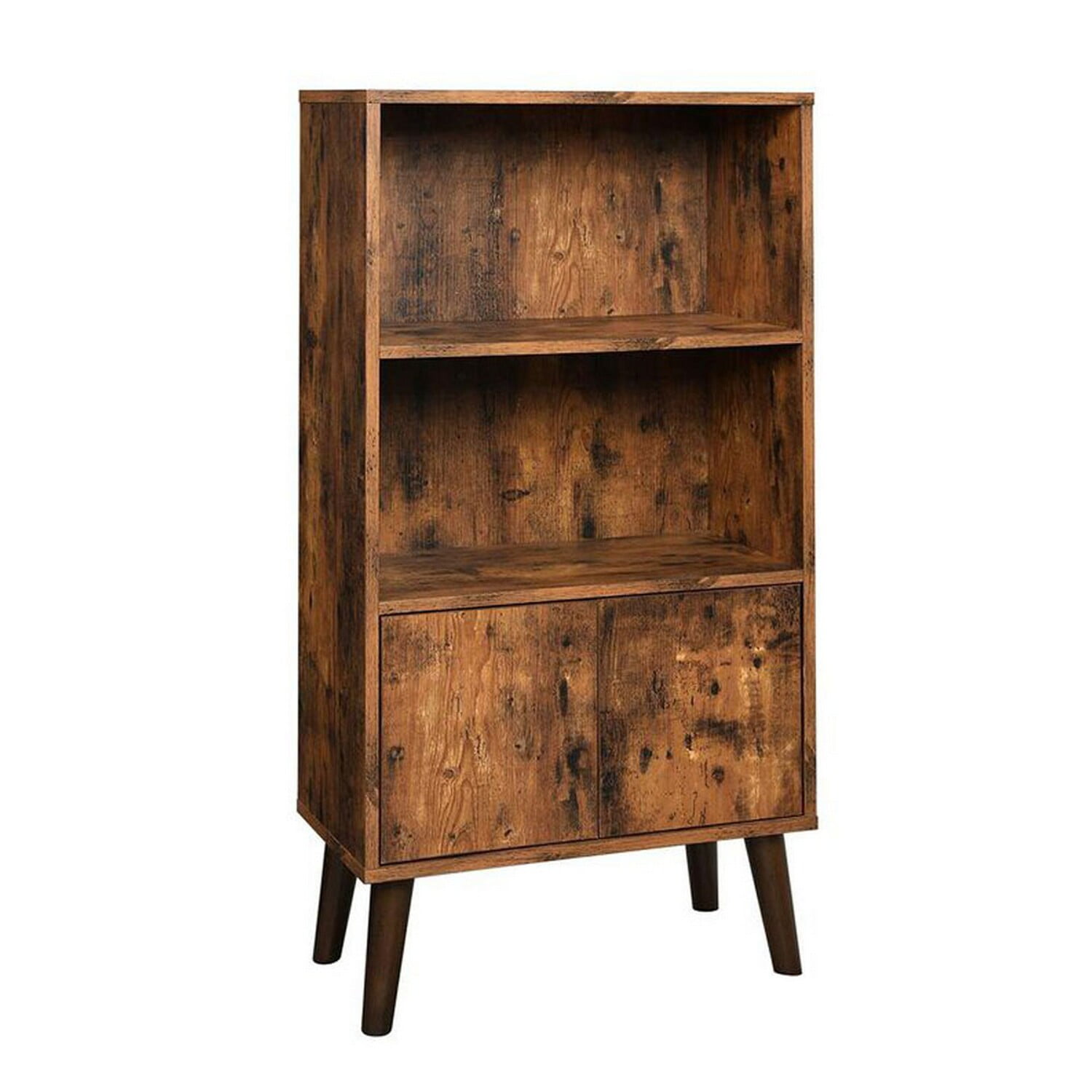 Rustic Brown Wood 48" Bookshelf with Storage Cabinet