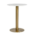 thumbnail image 1 of 20 Inch Marble Top Bar Table with Pedestal Base White and Gold, 1 of 5