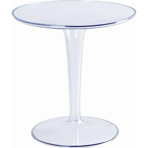 Benjara 20 Inch Modern Side Accent Table, Clear Round Tabletop and Tapered Base