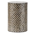 thumbnail image 1 of Benjara 20" Stool Table- Round Wood Design- Modern- Capiz Inlay- Black/White, 1 of 4