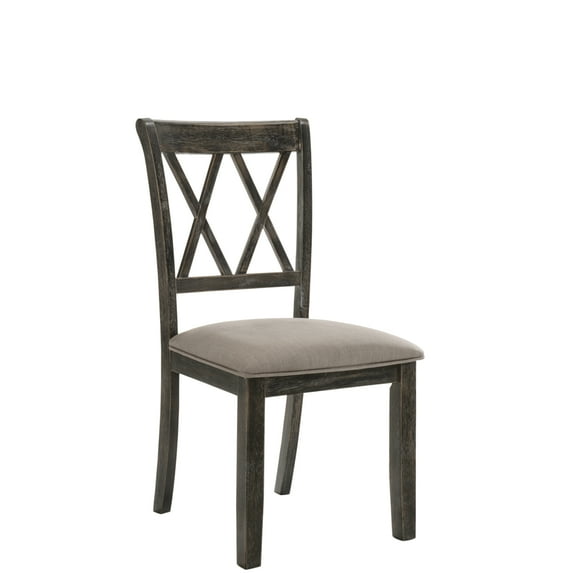 20 Inch Wooden Side Chair, Dual X Shape Backrest, Set of 2, Brown- Saltoro Sherpi