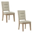 thumbnail image 1 of Benjara Deen 20 Inch Side Dining Chairs Set of 2, Tufted Ladder Back, Beige Fabric, Acacia, 1 of 5
