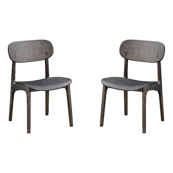 Benjara Seln 20" Dining Chair Set of 2- Curved Seat- Splayed Legs- Gray