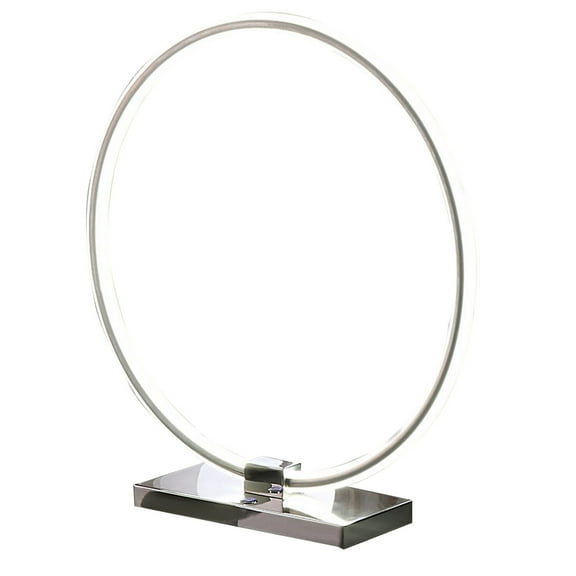 Sine 21 Inch Table Lamp - Modern Circle Ring LED - Sleek Silver Metal Base