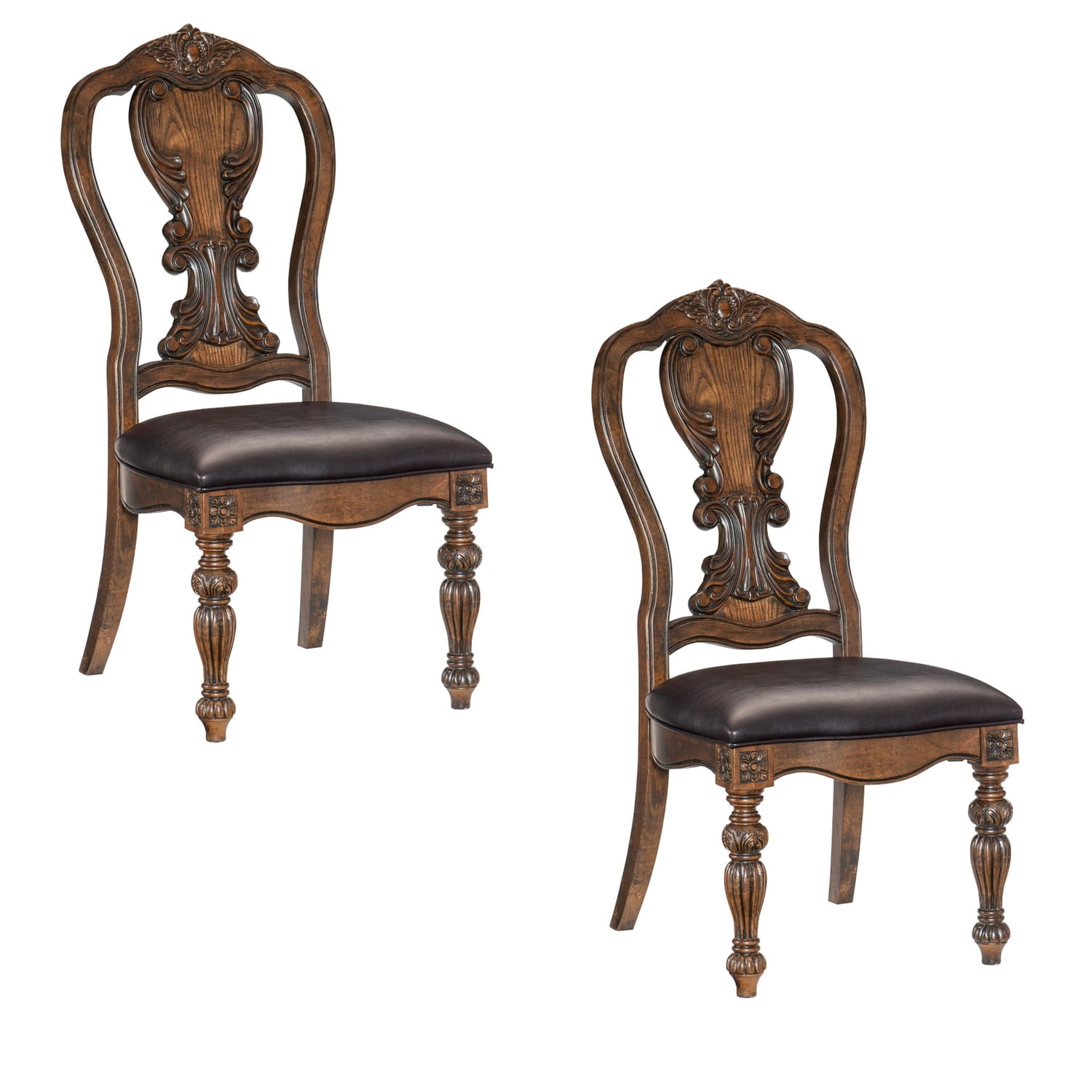Devi High Back Brown Faux Leather Upholstered Side Chair