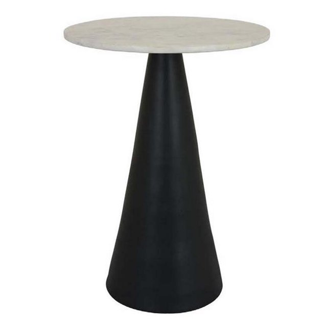 Benjara 22 x 14.5 x 14.5 in. Accent Table with White Round Marble Top ...