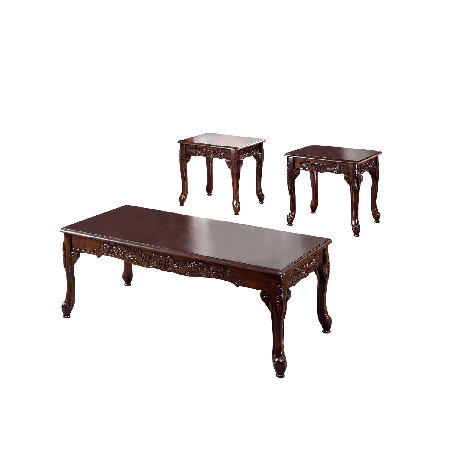 Cherry Brown Traditional 3-Piece Solid Wood Table Set