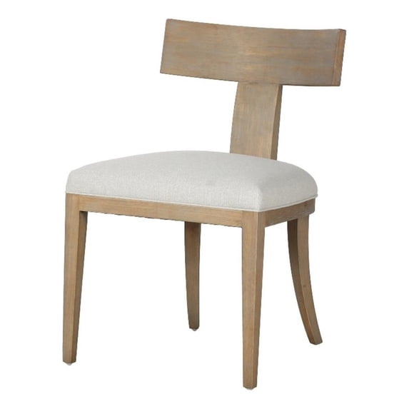 Benjara 23" Dining Chair Set of 2- T Shape Back- Cushioned- Beige Upholstery