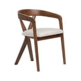 thumbnail image 1 of Cid Xeu 23 Inch Dining Chair, Round Cross Back, White Cushioned Seat, Brown, 1 of 6
