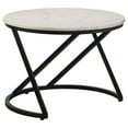 thumbnail image 1 of 24 Inch Accent Coffee Table- White Marble Top- C Base- Black Metal Finish, 1 of 5