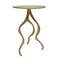 thumbnail image 1 of Benjara 24" Accent Side Table- Antler Base Design- Ribbed Top- Aluminium- Gold, 1 of 5