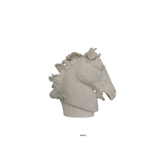 Benjara 25 Inch Horse Head Figurine Statuette, Lifelike Design, White Resin