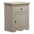 thumbnail image 1 of Stav Nightstand- 1 Drawer and Door- 25 Inch- Plank Style- White Solid Wood, 1 of 6