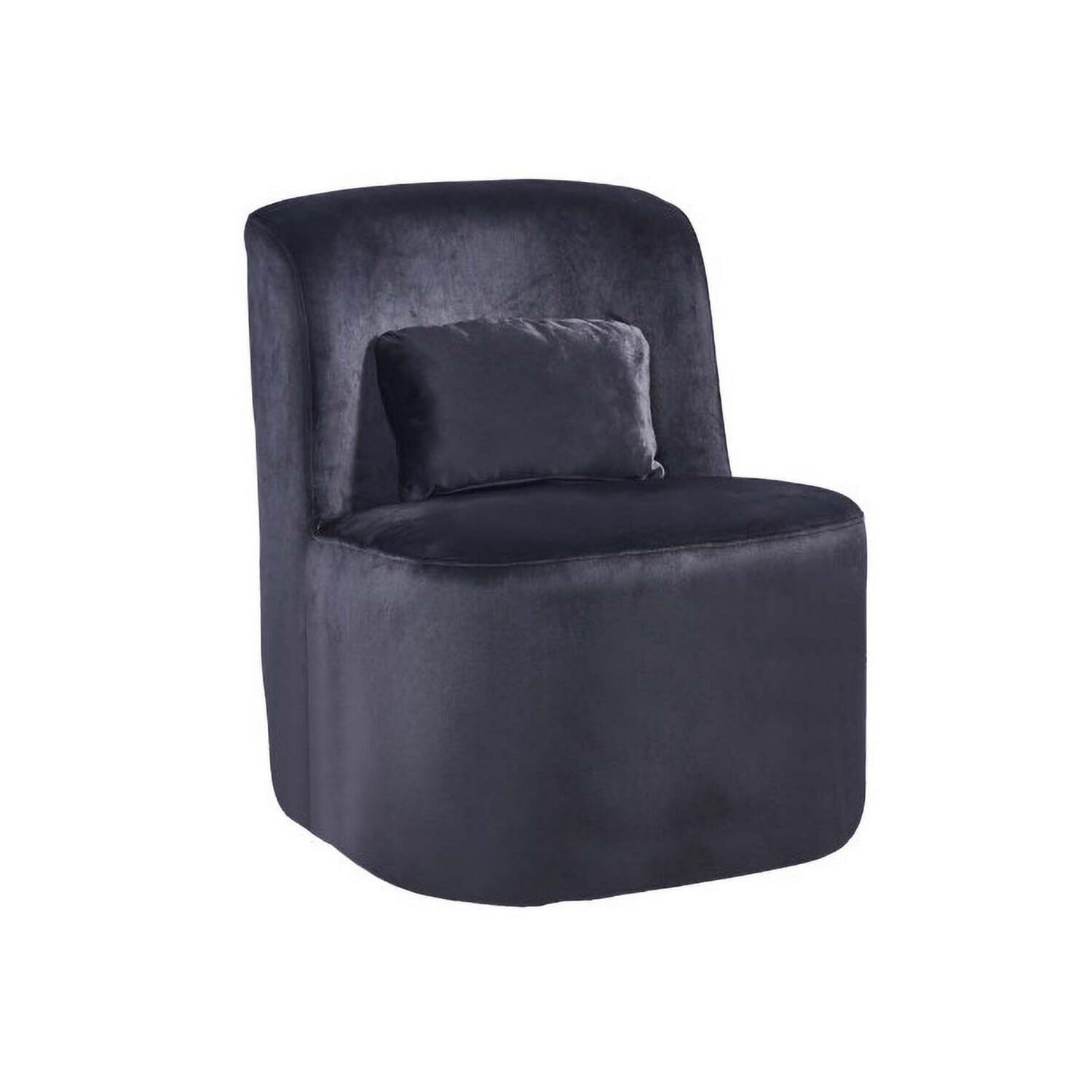 Suma 25" Black Velvet Slipper Accent Chair with Pillow