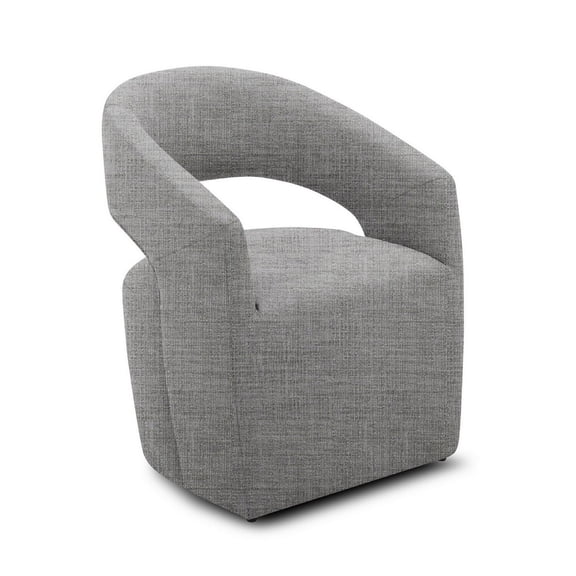 Benjara 26" Accent Chair- Cushioned- Curved Open Back- Gray Fabric Upholstery